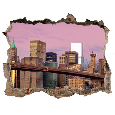 Autocolant 3D gaura cu priveliște Manhattan new york city