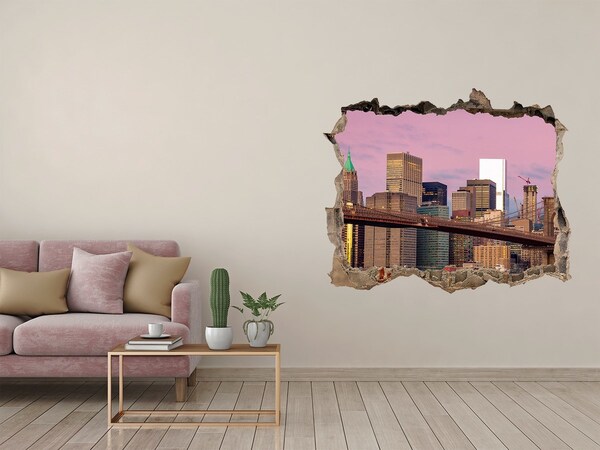 Autocolant 3D gaura cu priveliște Manhattan new york city