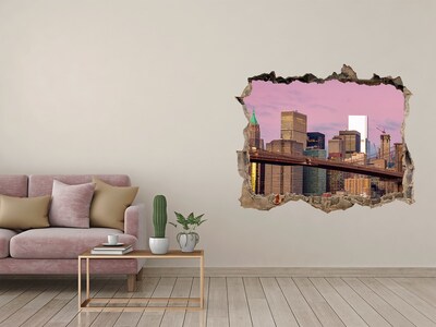 Autocolant 3D gaura cu priveliște Manhattan new york city