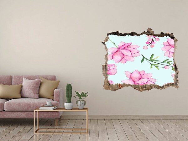 Autocolant 3D gaura cu priveliște Un vis floral în spatele pereților
