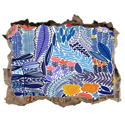 Autocolant 3D gaura cu priveliște Grădină tropicală cu gaură în perete