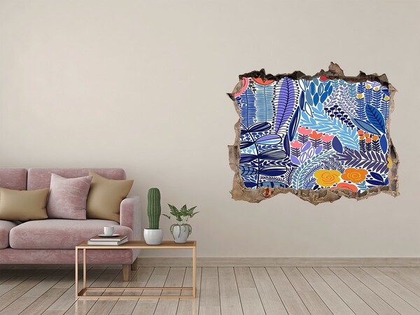 Autocolant 3D gaura cu priveliște Grădină tropicală cu gaură în perete