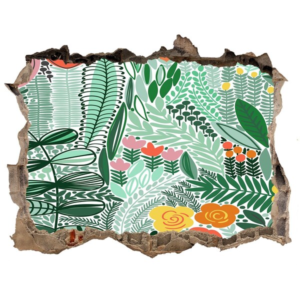 Autocolant gaură 3D Grădina de flori „Gaură în perete”