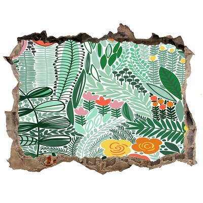 Autocolant gaură 3D Grădina de flori „Gaură în perete”