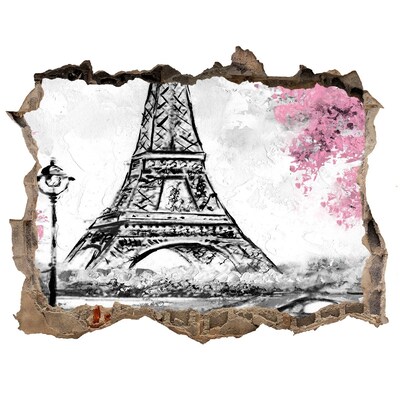 Fototapet 3D gaură în perete Turnul eiffel din paris