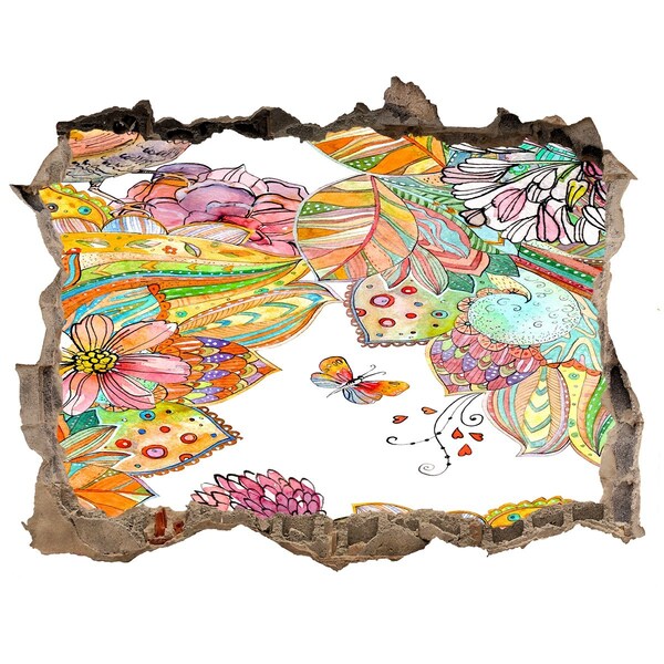 Autocolant autoadeziv gaură Un paradis al florilor în spatele zidurilor