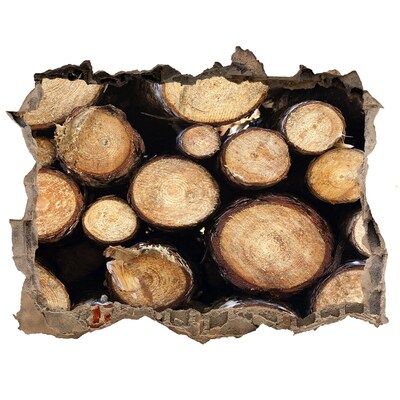 Autocolant 3D gaura cu priveliște Lemn într-o gaură în perete