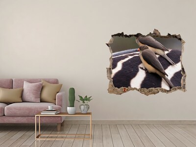 Autocolant un zid spart cu priveliște Păsări pe spatele unei zebre