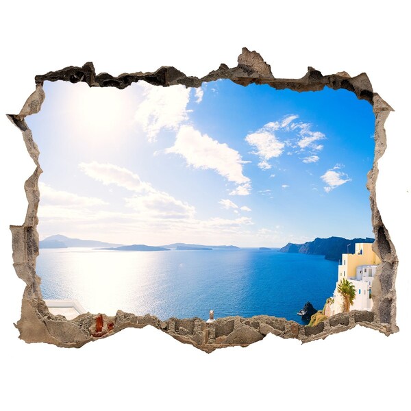 Autocolant 3D gaura cu priveliște Santorini, grecia