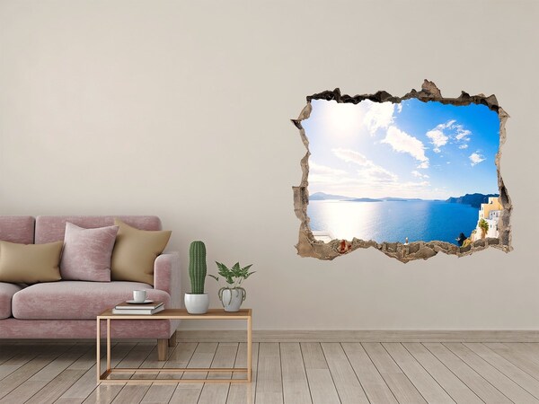 Autocolant 3D gaura cu priveliște Vedere la mare din Grecia