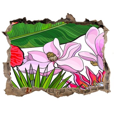 Autocolant un zid spart cu priveliște Flori hawaii