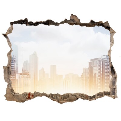 Fototapet 3D gaură în perete Zgârie-nori