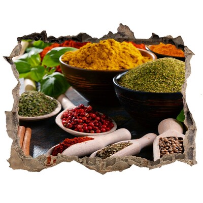 Fototapet 3D gaură în perete Condimente colorate în bucătărie