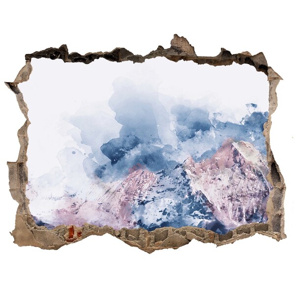 Fototapet un zid spart cu priveliște Peisaj montan într-o gaură în perete