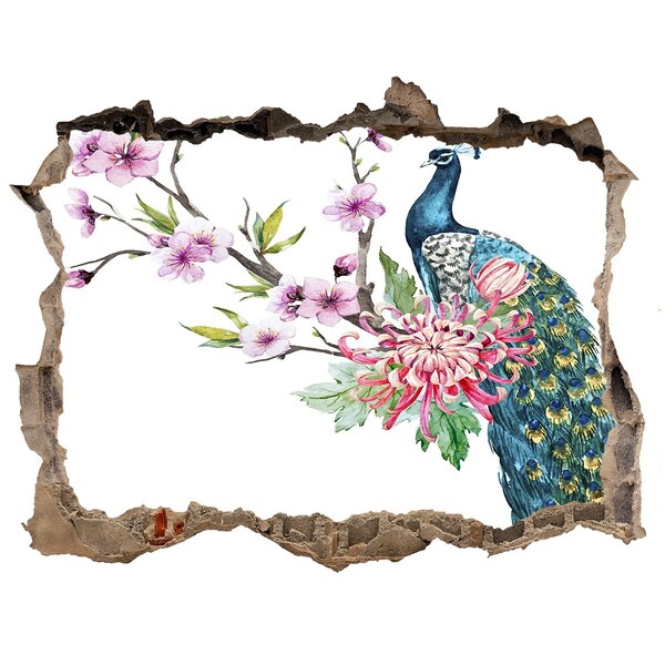 Autocolant autoadeziv gaură Peacock și flori