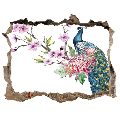 Autocolant autoadeziv gaură Peacock și flori