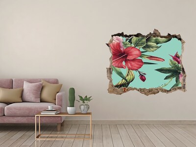 Fototapet un zid spart cu priveliște Flori tropicale