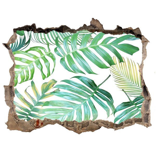Fototapet un zid spart cu priveliște Frunze tropicale