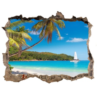 Autocolant 3D gaura cu priveliște Plaja tropicala