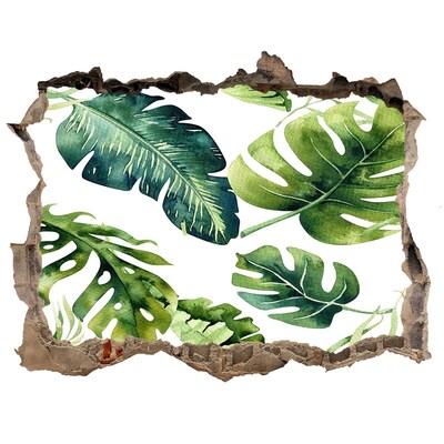 Autocolant de perete gaură 3D Frunze tropicale