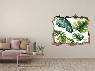 Autocolant de perete gaură 3D Jungla tropicală din spatele zidului