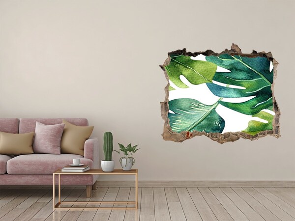 Fototapet 3D gaură în perete Frunze tropicale