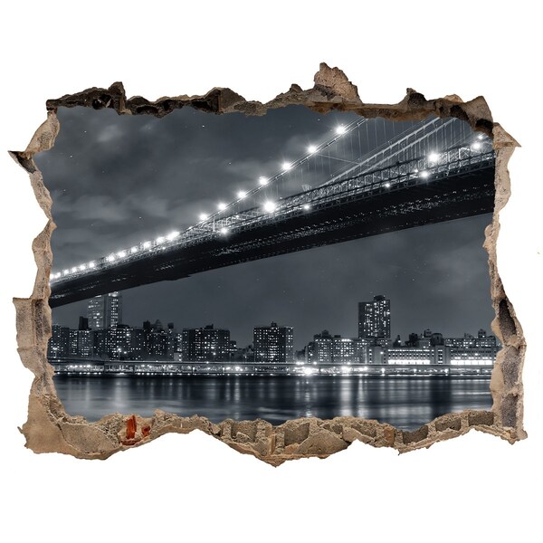 Autocolant de perete gaură 3D Podul brooklyn