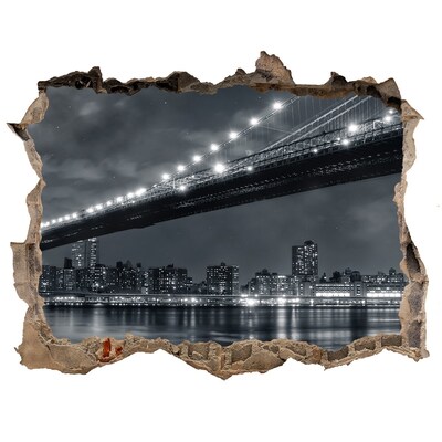 Autocolant de perete gaură 3D Podul brooklyn