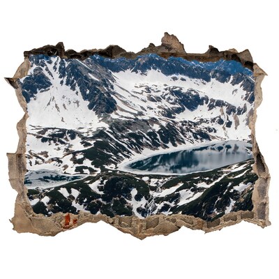 Autocolant de perete gaură 3D Lac de munte în Alpi