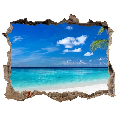 Autocolant 3D gaura cu priveliște Plaja tropicala