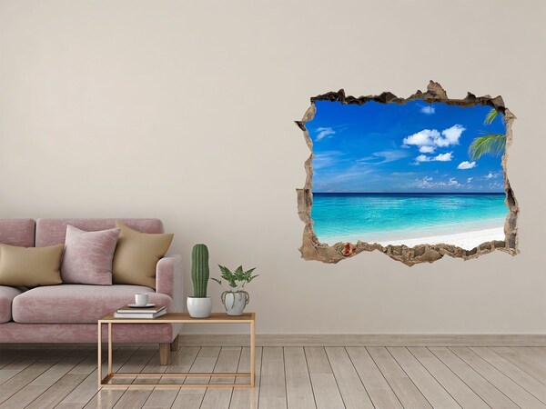 Autocolant 3D gaura cu priveliște Plaja tropicala
