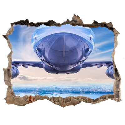 Autocolant 3D gaura cu priveliște Avionul deasupra orașului