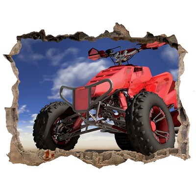 Autocolant de perete gaură 3D Quad roșu într-un peisaj deșertic