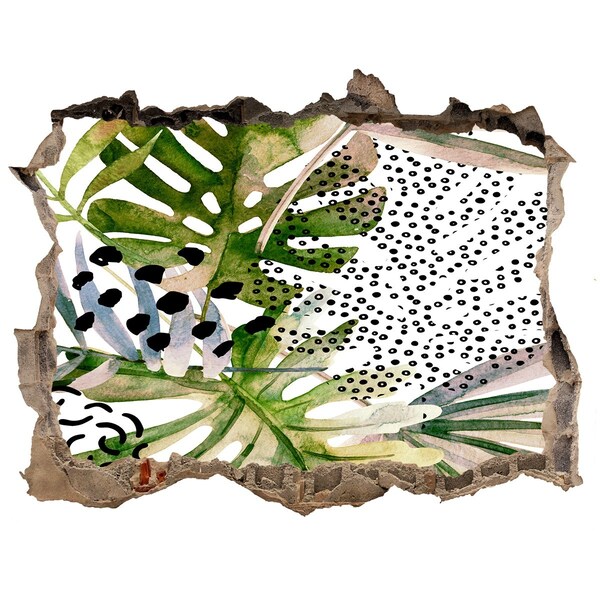 Autocolant un zid spart cu priveliște Grădină tropicală cu gaură în perete