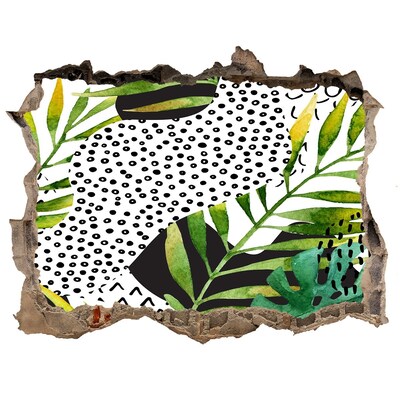 Fototapet 3D gaură în perete Frunze tropicale