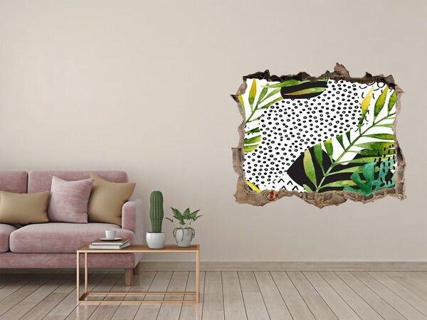 Fototapet 3D gaură în perete Frunze tropicale