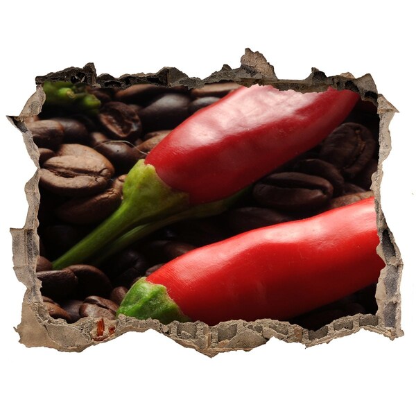 Fototapet un zid spart cu priveliște Chilli și cafea