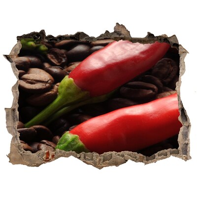 Fototapet un zid spart cu priveliște Chilli și cafea