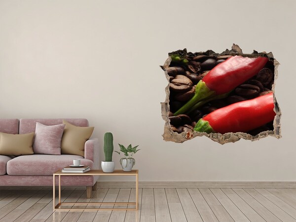 Fototapet un zid spart cu priveliște Chilli și cafea