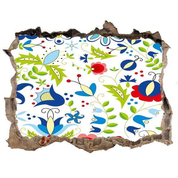 Fototapet 3D gaură în perete Model floral pe un fundal de beton