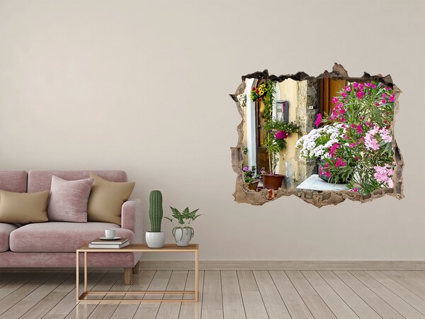 Autocolant de perete gaură 3D Un colț de flori în oraș