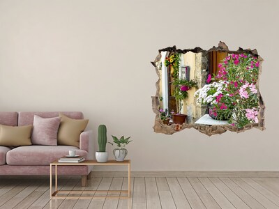 Autocolant de perete gaură 3D Un colț de flori în oraș