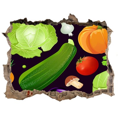 Autocolant gaură 3D Legume colorate