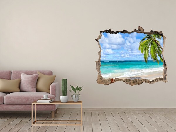 Fototapet 3D gaură în perete Plaja tropicala