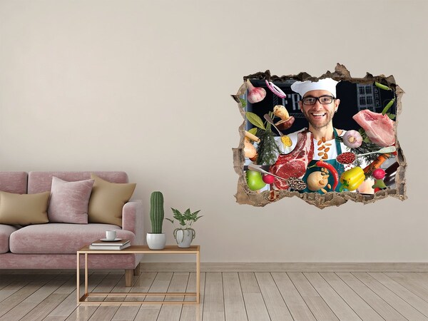 Autocolant 3D gaura cu priveliște Nebunie în bucătărie