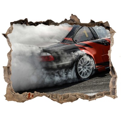 Autocolant autoadeziv gaură Mașină de curse în acțiune