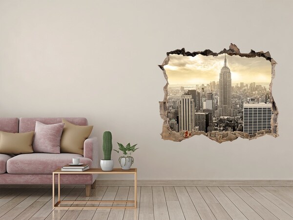 Fototapet un zid spart cu priveliște Manhattan new york city