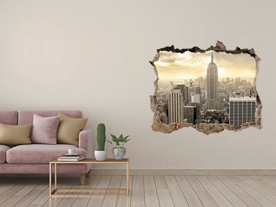 Fototapet un zid spart cu priveliște Manhattan new york city