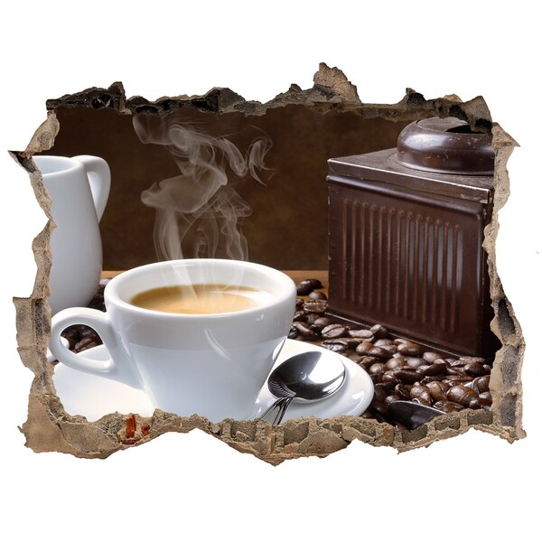 Autocolant un zid spart cu priveliște Cornuri și cafea