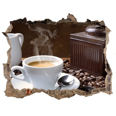 Autocolant un zid spart cu priveliște Cornuri și cafea